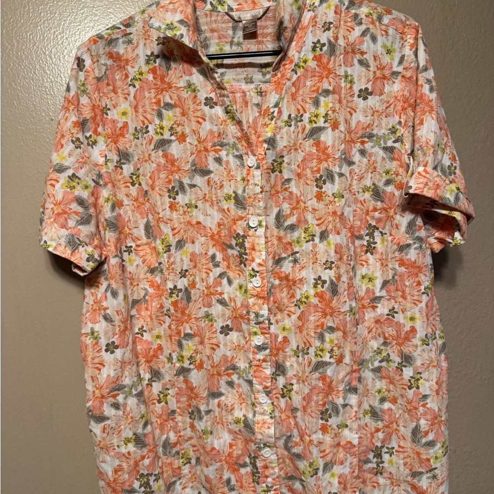 Floral Print Women’s Shirt - 2X